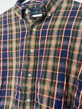 NWT Ralph Lauren Polo Navy & Green Plaid Button-Down Shirt Blake Fit XL